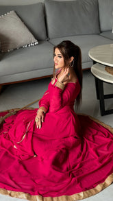 Elegant Viva Magenta Georgette Anarkali with Dupatta